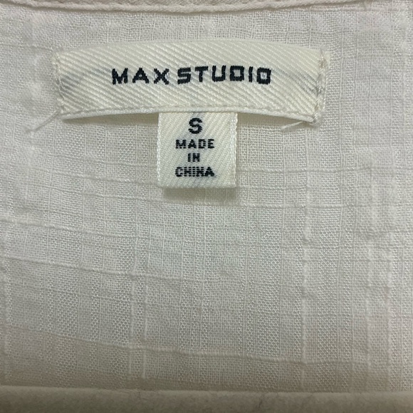 Max Studio Women Cream Puff Sleeve Blouse with Tie Front - Picture 3 of 6